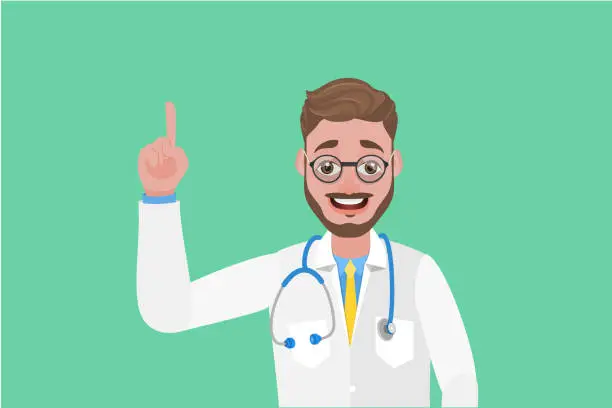 Vector illustration of Flat Vector Conceptual Illustration of Happy Smiling Male Doctor