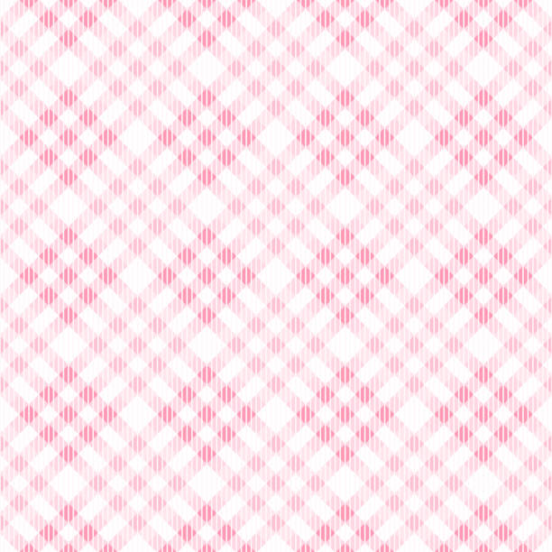 illustrazioni stock, clip art, cartoni animati e icone di tendenza di plaid rosa senza cuciture modello vettoriale controllato texture tessuto sfondo. - gingham pattern