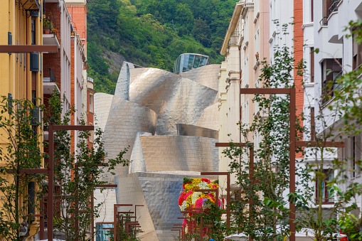 Bilbao, Spain - August 3, 2021; Calle Iparraguirre is a street located in the center of the town of Bilbao. It begins at the Guggenheim Museum Bilbao and ends at Calle Labayru