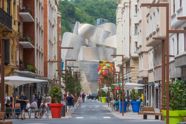 Calle Iparraguirre, a street located in the center of the town of Bilbao stock photo