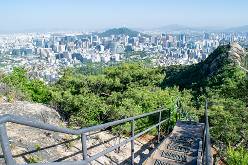 Mountain Ridge Trail with Stunning View of Downtown Seoul in the Distance - Seoul, South Korea