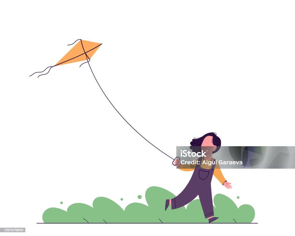 Trẻ Em Chạy Và Thả Diều Hình minh họa Sẵn có - Tải xuống Hình ảnh ...