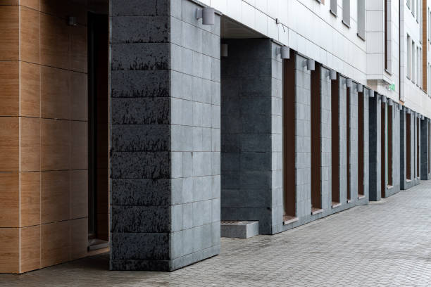 istock Facade of a modern building with columns 1357676911