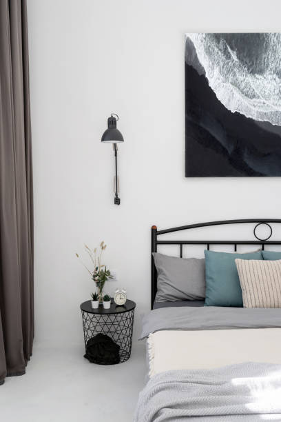 istock Beautiful bedroom interior design with modern home decor 1357679321