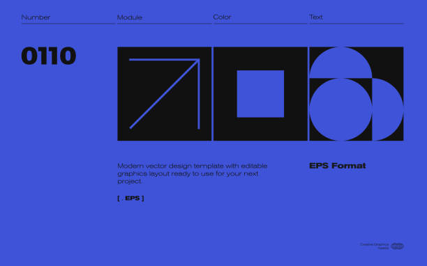 szablon projektu plakatu szwajcarskiego z abstrakcyjnymi kształtami geometrycznymi - editorial use stock illustrations