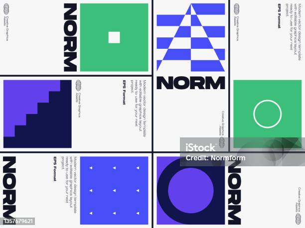 Modernisation Poster New Modernism Vector Poster Template Design Stock Illustration ...