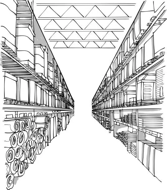 Vector illustration of Warehouse Well Stocked