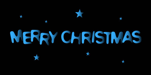 istock Merry Christmas  - blue letters with shadows on a black background. Concept for typography. Vector illustration. 1357680983
