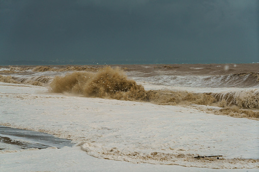 Huge waves and severe storm on Antalya Konyaaltı Beach