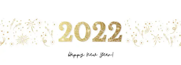 Vector illustration of New Years template with gold and glitter font, shiny design, great for cards, banners, invitations, wallpapers, covers