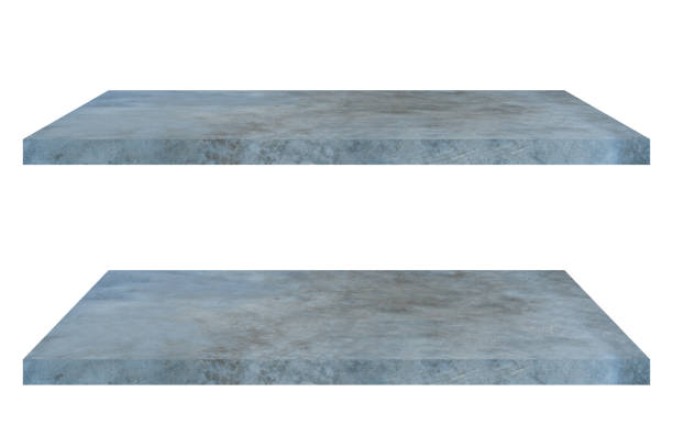 istock Concrete shelves table isolated on white background 1357685129