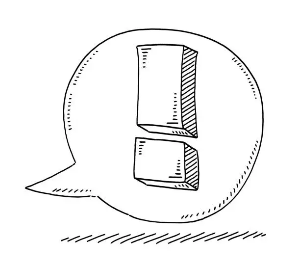 Vector illustration of Exclamation Mark In Speech Bubble Drawing