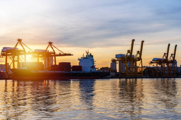 istock Container ship in export and import business and logistics. 1357686290