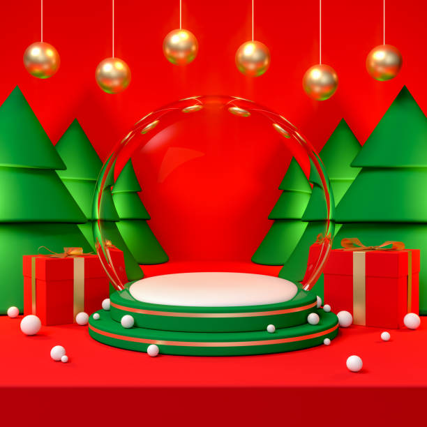 istock Background for displaying products during the Christmas holidays. 3D Scene. 1357686300