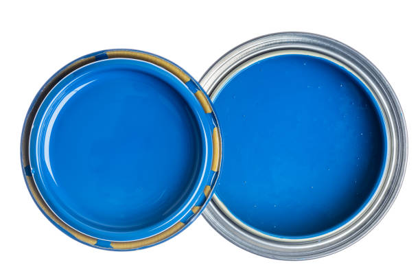 istock Open Can Paint with Lid with Isolated on White Background 1357686608