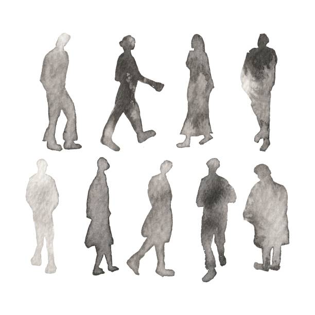 akwarelowcy - silhouette men outline adults only stock illustrations