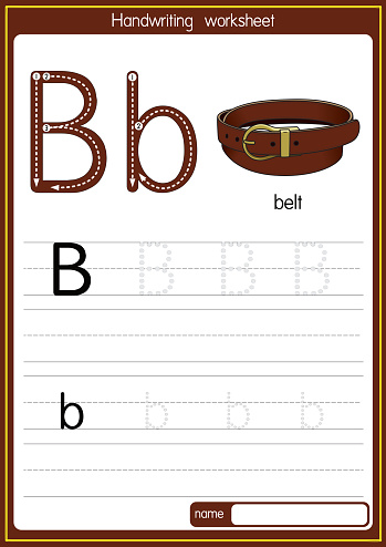 Vector illustration of Belt with alphabet letter B Upper case or capital letter for children learning practice ABC