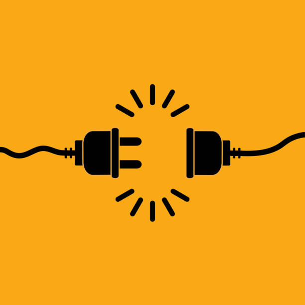 ilustrações, clipart, desenhos animados e ícones de tomada elétrica com um plugue. conceito de conexão e desconexão. conceito de conexão de erro 404, página não encontrada. tomada elétrica e tomada desligada. fio, cabo de desconexão de energia. vetor - electric plug outlet electricity cable