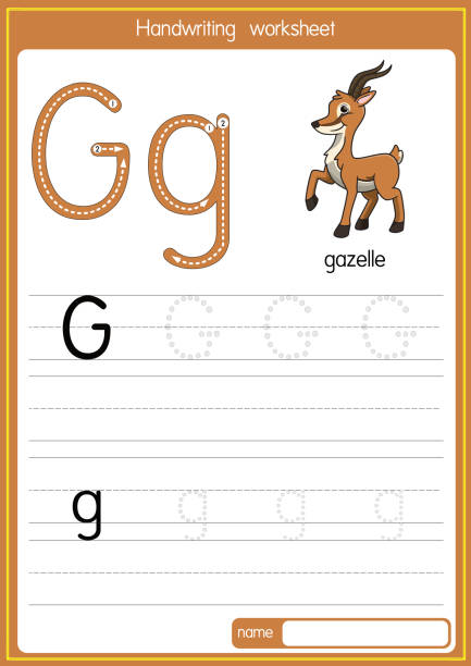 ilustracja wektorowa gazeli z literą alfabetu g wielką literą lub wielką literą dla dzieci uczących się praktyki abc - thomsons gazelle stock illustrations