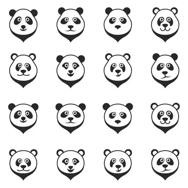 Vector illustration of Panda vector set