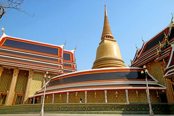 Wat Ratchabophit Buddhist Temple with the Circular Gallery and a Massive Gilded Pagoda, Historic Site in Bangkok, Thailand, ( Self Portrait )