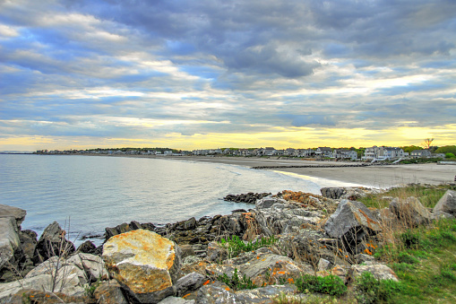 Beach Scene in evening-Near Portsmouth, New Hampshire