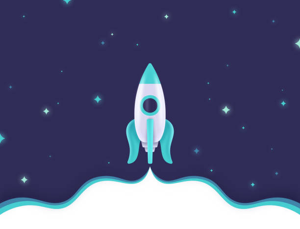 Space Rocket Launch Background Rocket spaceship blasting off into outer space stars nebula constellation abstract vapor background. andromeda galaxy stock illustrations