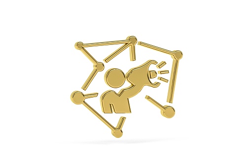 Golden 3d influencer icon isolated on white background - 3d render