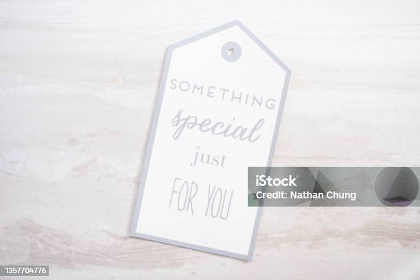 Christmas Present Label Something Special Just For You On White Background Stock Photo - Download Image Now