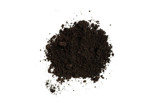 istock Black land for plant isolated on white background. 1357707538