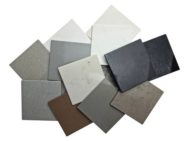 istock collage of artificial stone samples isolated on white background with clipping path for interior design. coloristics. various colors and pattern of quartz stone samples. 1357707906