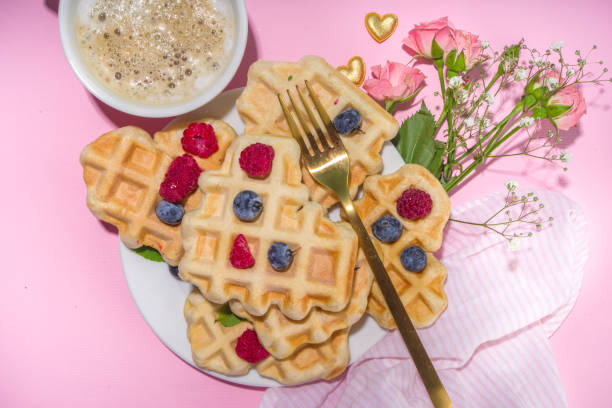 istock Heart shaped Valentines waffle 1357708185