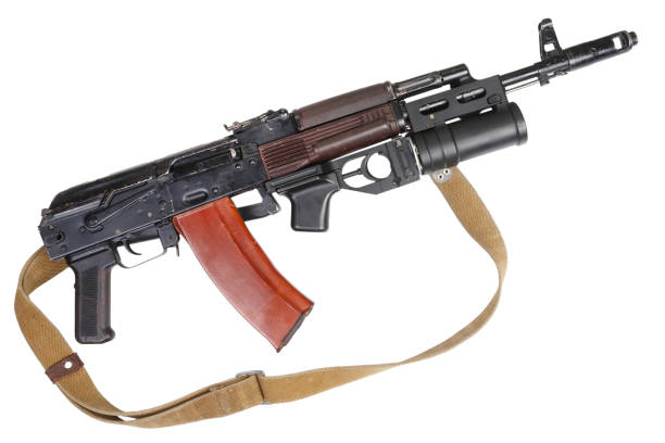 istock Kalashnikov AK 74 rifle with under-barrel grenade launcher 1357708312