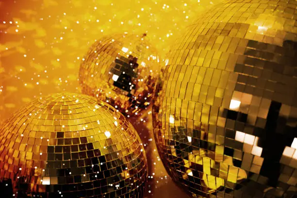 Photo of Gold colored disco ball baubles