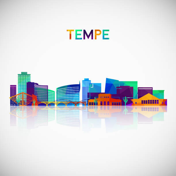 Tempe, AZ skyline silhouette in colorful geometric style. Symbol for your design. Vector illustration. Tempe, AZ skyline silhouette in colorful geometric style. Symbol for your design. Vector illustration. tempe arizona stock illustrations