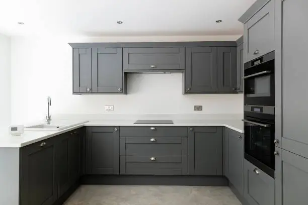 A newly built kitchen in a new home in Northumberland. It is modern and is has a luxury style.