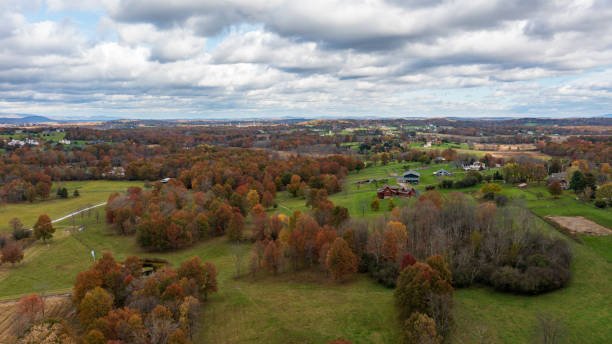istock A high angle view over Goshen, New York on a beautiful day with colorful fall foliage. 1357717853