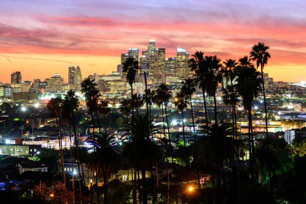 istock Los Angeles downtown skyline at sunset 1357722959