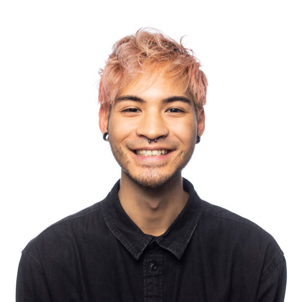 friendly smiling man portrait in the studio - shirt lifestyles close up cheerful imagens e fotografias de stock