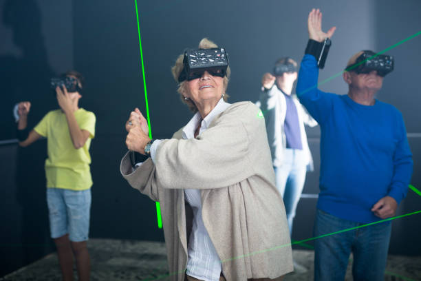 istock Family playing VR games together 1357725781