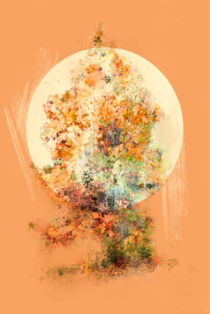 istock Colorful tree against soft sun. Oranges and yellows tones of color. Feeling good, tranquil and happy. 1357726065