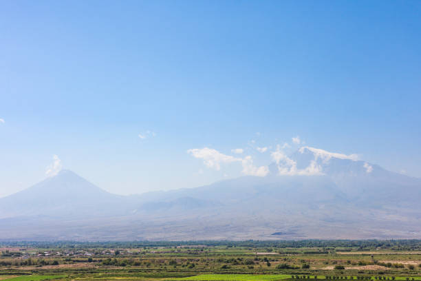Armenia Landscape with the biblical Mount Ararat Landscape of Armenia with the biblical Mount Ararat armenia country stock pictures, royalty-free photos & images