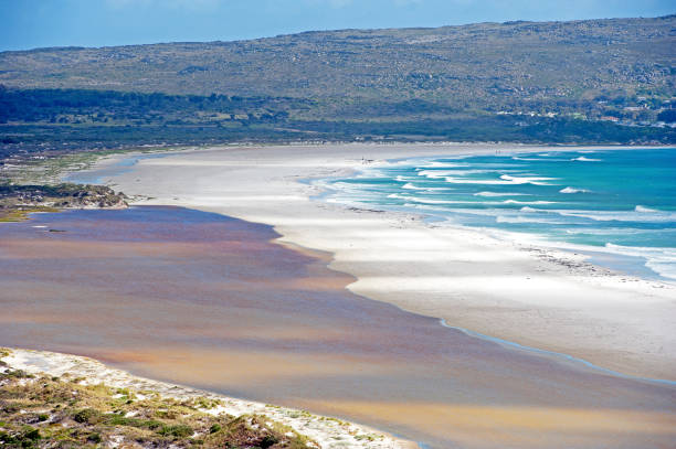 ノルトフックビーチパノラマ、ケープタウン、西ケープ半島、南アフリカ。 - south africa coastline sea wave ストックフォトと画像