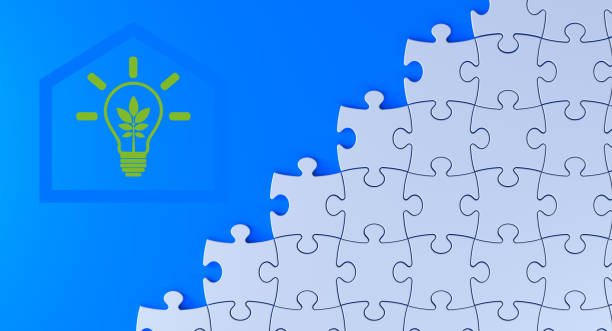 istock Ladder puzzle and energy effiency symbol 1357727677