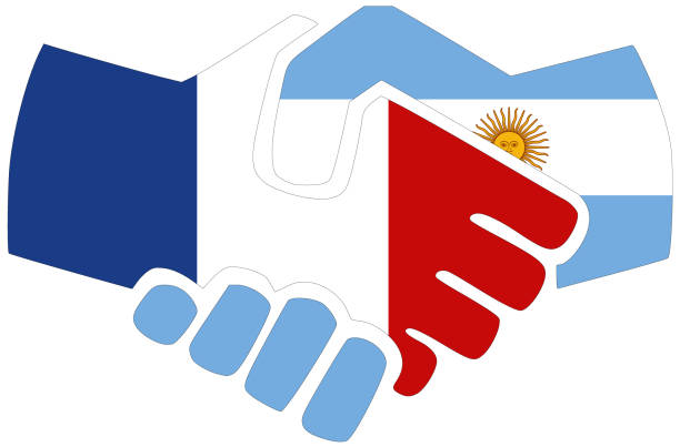 France - Argentina : Handshake, symbol of agreement or friendship vector art illustration
