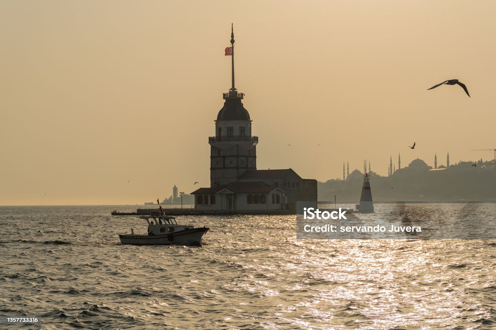 View of the Maiden's tower in istambul from the Asian side Architecture Stock Photo