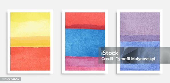 istock Set of Abstract Hand Painted Illustrations for Postcard, Social Media Banner, Brochure Cover Design or Wall Decoration Background. Modern Abstract Painting Artwork. Vector Pattern 1357734662
