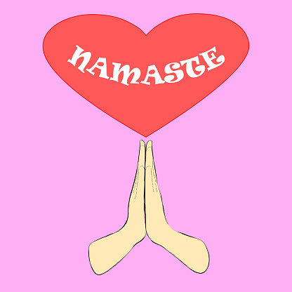 illustration hands folded in a namaste greeting pose on