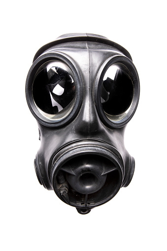 A gas mask isolated on a white background.