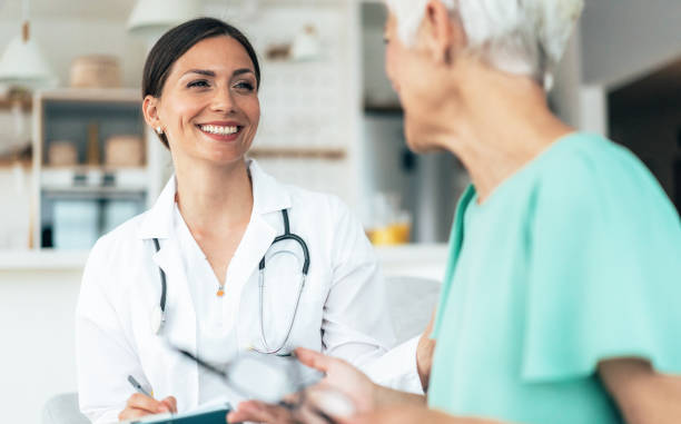 istock Healthcare worker at home visit 1357743539